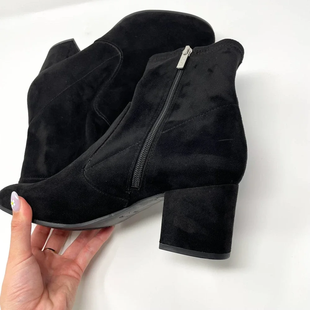 Unisa Black Suede Block Heel Ankle Boots - Picture 7 of 11